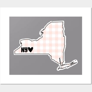 USA States: New York (pink plaid) Posters and Art